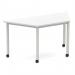 Impulse 1600mm Trapezium White Top Silver Box Frame Leg with Castors I006666