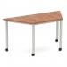Impulse 1600mm Trapezium Walnut Top Silver Box Frame Leg with Castors I006667