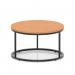 Impulse 800mm Round Coffee Table With Metal Frame Beech Top Black Leg I006668