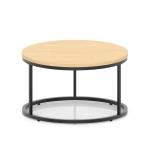 Impulse 800mm Round Coffee Table With Metal Frame Maple Top Black Leg I006670