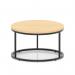 Impulse 800mm Round Coffee Table With Metal Frame Maple Top Black Leg I006670