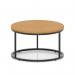 Impulse 800mm Round Coffee Table With Metal Frame Oak Top Black Leg I006671