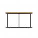 Impulse 800mm Round Coffee Table With Metal Frame Oak Top Black Leg I006671
