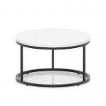 Impulse 800mm Round Coffee Table With Metal Frame White Top Black Leg I006672