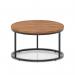 Impulse 800mm Round Coffee Table With Metal Frame Walnut Top Black Leg I006673