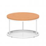 Impulse 800mm Round Coffee Table With Metal Frame Beech Top White Leg I006674