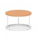 Impulse 800mm Round Coffee Table With Metal Frame Beech Top White Leg I006674