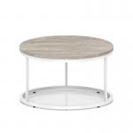 Impulse 800mm Round Coffee Table With Metal Frame Grey Oak Top White Leg I006675