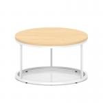 Impulse 800mm Round Coffee Table With Metal Frame Maple Top White Leg I006676