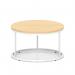 Impulse 800mm Round Coffee Table With Metal Frame Maple Top White Leg I006676