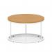 Impulse 800mm Round Coffee Table With Metal Frame Oak Top White Leg I006677