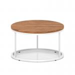 Impulse 800mm Round Coffee Table With Metal Frame Walnut Top White Leg I006679