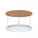 Impulse 800mm Round Coffee Table With Metal Frame Walnut Top White Leg I006679