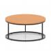 Impulse 1000mm Round Coffee Table With Metal Frame Beech Top Black Leg I006680