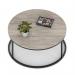 Impulse 1000mm Round Coffee Table With Metal Frame Grey Oak Top Black Leg I006681