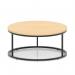 Impulse 1000mm Round Coffee Table With Metal Frame Maple Top Black Leg I006682