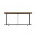 Impulse 1000mm Round Coffee Table With Metal Frame Oak Top Black Leg I006683