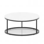 Impulse 1000mm Round Coffee Table With Metal Frame White Top Black Leg I006684