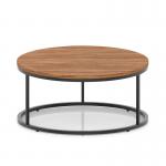 Impulse 1000mm Round Coffee Table With Metal Frame Walnut Top Black Leg I006685