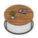Impulse 1000mm Round Coffee Table With Metal Frame Walnut Top Black Leg I006685