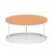 Impulse 1000mm Round Coffee Table With Metal Frame Beech Top White Leg I006686