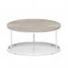 Impulse 1000mm Round Coffee Table With Metal Frame Grey Oak Top White Leg I006687