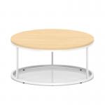 Impulse 1000mm Round Coffee Table With Metal Frame Maple Top White Leg I006688