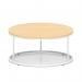 Impulse 1000mm Round Coffee Table With Metal Frame Maple Top White Leg I006688