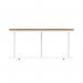 Impulse 1000mm Round Coffee Table With Metal Frame Oak Top White Leg I006689