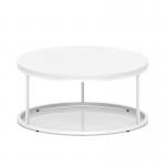 Impulse 1000mm Round Coffee Table With Metal Frame White Top White Leg I006690