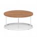 Impulse 1000mm Round Coffee Table With Metal Frame Walnut Top White Leg I006691
