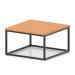 Impulse 800mm Square Coffee Table With Metal Frame Beech Top Black Leg I006692