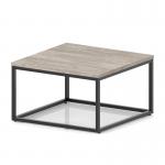 Impulse 800mm Square Coffee Table With Metal Frame Grey Oak Top Black Leg I006693