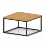 Impulse 800mm Square Coffee Table With Metal Frame Oak Top Black Leg I006695