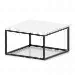 Impulse 800mm Square Coffee Table With Metal Frame White Top Black Leg I006696