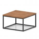 Impulse 800mm Square Coffee Table With Metal Frame Walnut Top Black Leg I006697