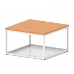 Impulse 800mm Square Coffee Table With Metal Frame Beech Top White Leg I006698