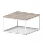 Impulse 800mm Square Coffee Table With Metal Frame Grey Oak Top White Leg I006699