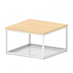 Impulse 800mm Square Coffee Table With Metal Frame Maple Top White Leg I006700
