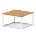 Impulse 800mm Square Coffee Table With Metal Frame Oak Top White Leg I006701