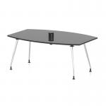 High Gloss Volta 1800mm Writable Boardroom Table With Pop-up Power Module Black Top I006856