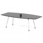 High Gloss Volta 2400mm Writable Boardroom Table With Pop-up Power Module Black Top I006858