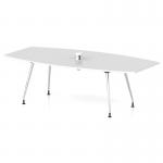 High Gloss Volta 2400mm Writable Boardroom Table With Pop-up Power Module White Top I006859