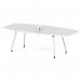 High Gloss Volta 2400mm Writable Boardroom Table With Pop-up Power Module White Top I006859