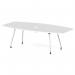 High Gloss Volta 2400mm Writable Boardroom Table With Pop-up Power Module White Top I006859