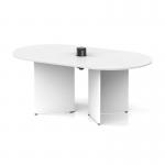 Impulse Volta 1800mm Boardroom Table With Black Pop-up Power Module White Top Arrowhead Leg I006865