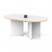 Impulse Volta 1800mm Boardroom Table With Black Pop-up Power Module White Top With Natural Wood Edge Arrowhead Leg I006866