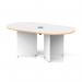 Impulse Volta 1800mm Boardroom Table With Black Pop-up Power Module White Top With Natural Wood Edge Arrowhead Leg I006866