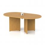 Impulse Volta 1800mm Boardroom Table With White Pop-up Power Module Oak Top Arrowhead Leg I006870