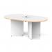 Impulse Volta 1800mm Boardroom Table With White Pop-up Power Module White Top With Natural Wood Edge Arrowhead Leg I006873